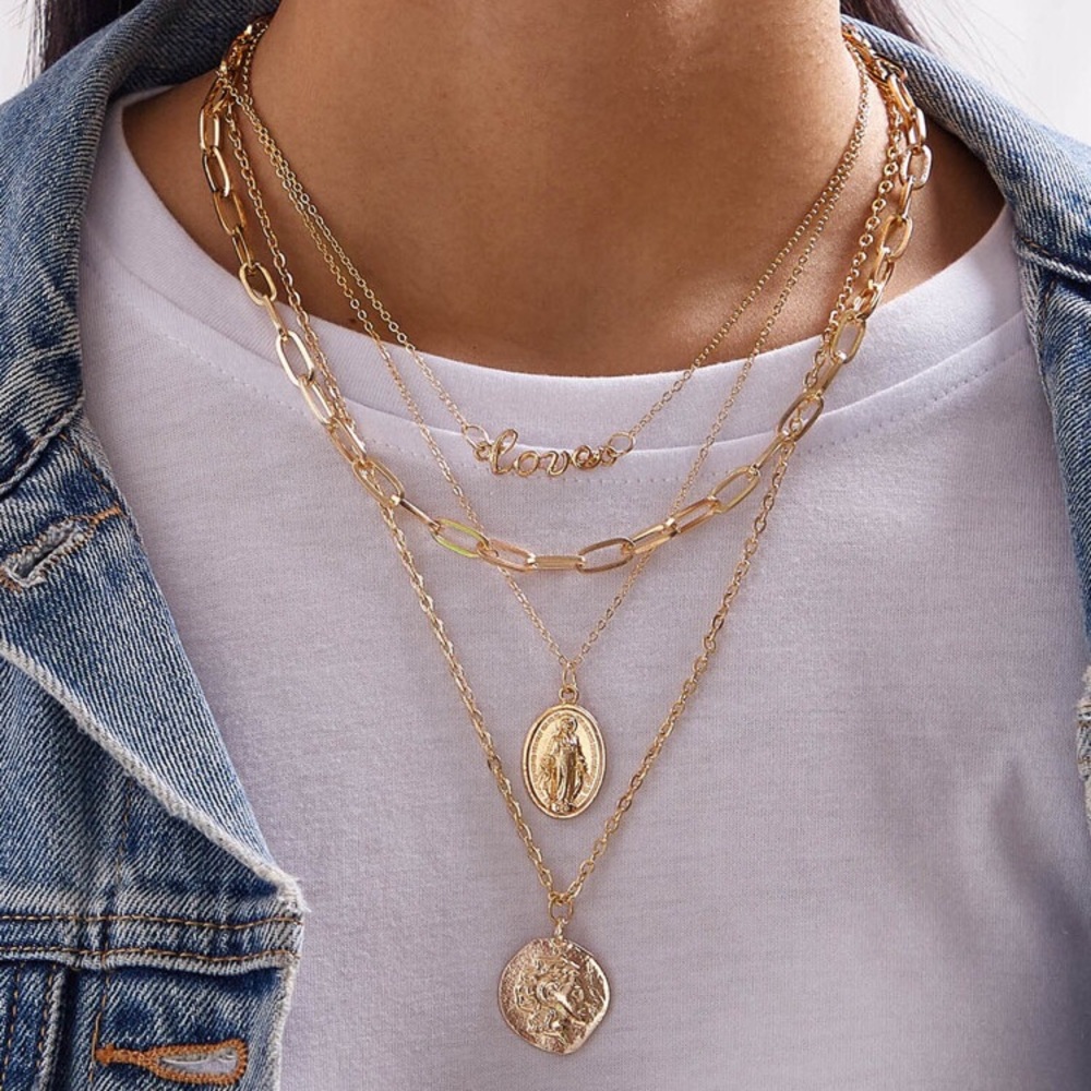 Multilayered Charm Chain Necklace